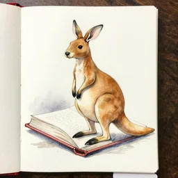 watercolor sketch of a story book kangaroo in the style of disco elysium