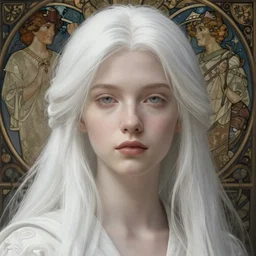 a very beautiful white haired woman, fantasy, portrait, sharp focus, intricate, elegant, digital painting, artstation, matte, highly detailed, concept art, illustration, ambient lighting, art by ilya kuvshinov, artgerm, alphonse mucha, and greg rutkowski