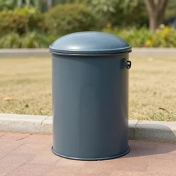 full view, from a distance, of anthropomorphic trashcan by disney, highly detailed