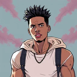 manga art of a travis scott as a hero, half - tone, trending on pixiv