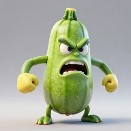 highly detailed 3 d render of a raging mad angry zucchini character, dirt road, scared tomates scattered everywhere, high speed action, explosions, dramatic scene, hyper realistic octane render, cinematic lighting, tomato splatter, deviantart, black sky, lowbrow, surrealism, pixar still, mayhem