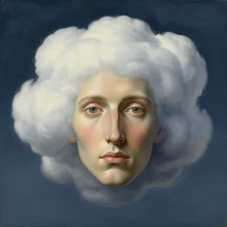 portrait of a cloud head, by rene magritte, detailed painting, hd, hq, high resolution, high detail, 4 k, 8 k