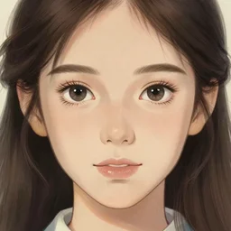 realistic tender sweet portrait of a young woman symmetrical eyes, portrait illustration, trending on artstation, characterdesign, sharp focus, illustration, art by ruan jia, ghibli, elena shumilova, leah robinson