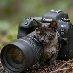 a bat kitten, in the wild, Canon EOS R3, telephoto, very detailed, 4k