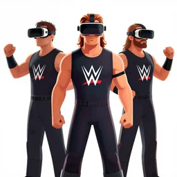 wwe wrestler characters wearing vr goggles, gta cover, apex legends trending on artstation, digital illustration