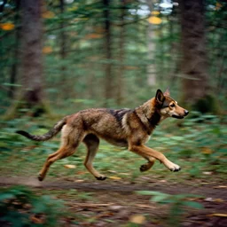 creature running in the forest, colorful chromatic abberation, 7 0 s nature photography