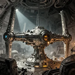 Borderlands 2 Hyperion Space Station , Dynamic lighting, cinematic, extremely high detail, photo realistic, cinematic lighting, pen and ink, intricate line drawings, post processed, concept art, artstation, matte painting, style by Raphael Lacoste, Eddie Mendoza, Q Hayashida