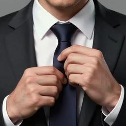 Saul Goodman fixing his tie , accurate anatomy, accurate hands, highly detailed, digital art,