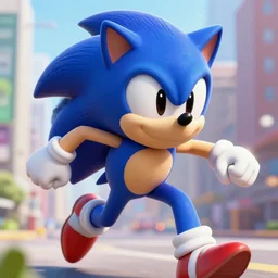 closeup portrait of Sonic escaping from the city, by Steve McCurry and David Lazar, natural light, detailed face, CANON Eos C300, ƒ1.8, 35mm, 8K, medium-format print