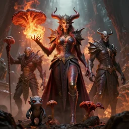 by artgerm and agostino arrivabene, visually stunning, cinematic, ultra realistic, hyper realism, 1 2 k, epic, octane render, unreal engine, vfx, maya, mortal coil, hellfire, mistress of mixtures, fungal enchanter, murloc tinyfin, dread infernal, wee whelp, voidwalker