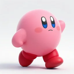 photo of kirby from nintendo in casual clothes, pink kirby walking, kirby walking down the street in casual clothes, he looks cool, he is holding a yo-yo