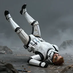war photography, the falling soldier, imperial stormtrooper, moment of death frozen in time, by blasterfire, groundbreaking, breathtaking, awardwinning, digital art, intricate, hyperrealist, detailed, 8 k, 3 5 mm, canon, extreme long shot