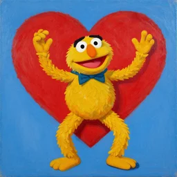 painting of the muppet show character animal groove is in the heart, we're going to dance and have some fun, painted by james jean and fernando botero