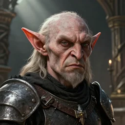 highly detailed closeup portrait of a medieval goblin dressed as a knight, stephen bliss, unreal engine, greg rutkowski, ilya kuvshinov, ross draws, hyung tae and frank frazetta, tom bagshaw, tom whalen, nicoletta ceccoli, mark ryden, earl norem, global illumination, god rays, detailed and intricate environment