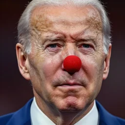 fantasy art 4 k ultra detailed realiatic hyper accurate photo joe biden sad crying tears waterworks runny clown red nose