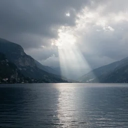 lake vucanico, matte painting, concept art