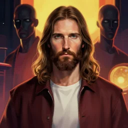 portrait of jesus christ as dr manhattan from watchmen in the style of ilvya kuvshinov, rossdraws, matte painting, highly detailed illustration, maya, pixar, engine, stylized background