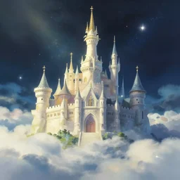 Castle made of clouds, celestial light, divine, ghibli