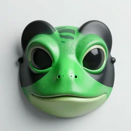 a green frog mask with a black background, a raytraced image by Michelangelo, zbrush central, hypermodernism, 8k 3d, zbrush, #vfxfriday