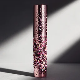 high - end cosmetic photography close up of sprinkles mascara