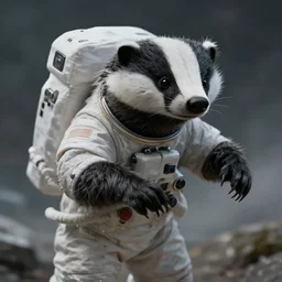 an astronaut badger artwork by Sergey Kolesov, detailed, dynamic, cinematic composition