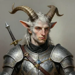 close up painting of a edward redmayne as satyr with horns in refined deciduous bard armour, bard character design from the the witcher 3 : wild hunt, decorated, intricate, elegant, highly detailed, digital painting, artstation, concept art, smooth, sharp focus, illustration, art by artgerm and greg rutkowski and alphonse mucha, 8 k