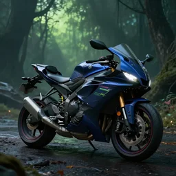 Cyberpunk yamaha motorcycle. By Konstantin Razumov, horror scene, highly detailded