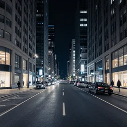 city streetscape, dark road with cars, people at night, tall buildings with shops below at street level, neon lights above shops, headlights and stop lights illuminating surroudings, raining, very dark lighting, abstract oil painting