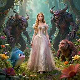 by artgerm and agostino arrivabene, visually stunning, cinematic, ultra realistic, hyper realism, epic, octane render, unreal engine, vfx, a princess inside of flower garden, murloc tinyfin, dread infernal, wee whelp, battle ram
