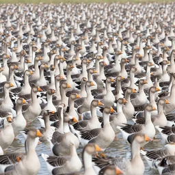 several hundred geese