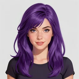 a portrait of Ramona Flower!!!, Scott Pilgrim!, Purple hair!, art by Bryan Lee O'Malley!!!, symmetrical eyes!, digital art, highly detailed, intricate, sharp focus!!
