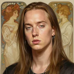 A very beautiful female Eminem, highly detailed, digital painting, artstation, concept art, smooth, sharp focus, illustration, art by Krenz Cushart and Artem Demura and alphonse mucha