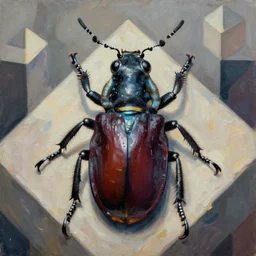 tiger beetle duergar darkhaft, art by glenn chadbourne and neil gaiman, trending on artstation, halfrear lighting macro view trending on instagram, realism, sabattier filter, cubism, acrylic painting