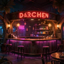 beautiful synthwave d & d tavern