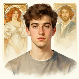 portrait of a young man, illustrated by joaquin sorolla and diego velazquez and alphonse mucha