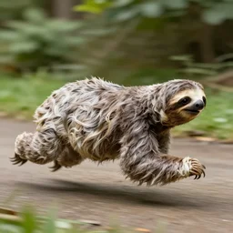 a sloth running extremely fast