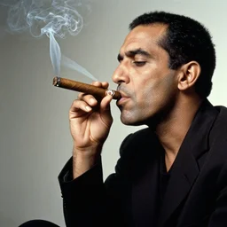 a recent photograph of god smoking a cuban cigar by man ray