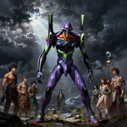 neon genesis evangelion by wayne barlowe, by gustav moreau, by goward, by gaston bussiere, by roberto ferri, by santiago caruso, by luis ricardo falero, by austin osman spare, by saturno butto