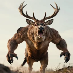 a rocket launcher deer animal beast, huge, powerful, scary, anger, rage, canon eos c 3 0 0, ƒ 1. 8, 3 5 mm