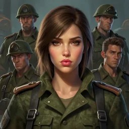 portrait of beautiful girl with plump lips in team fortress 2 style, tragic, military art, concept art, fantasy, hd shot, digital portrait, beautiful, artstation, comic style, by artgerm, guy denning, jakub rozalski, magali villeneuve and charlie bowater