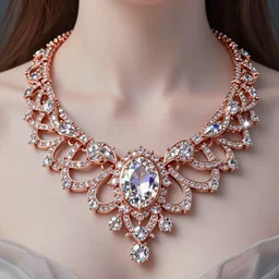 a beautiful photorealistic tiffany diamond necklace made of rose gold glowing in sparkles with heavenly notes neo rococo, highly detailed sailor moon aesthetic, fantasy, intricate, elegant, highly detailed, digital painting, artstation, concept art, matte, sharp focus, illustration, artgerm and greg rutkowski and alphonse mucha