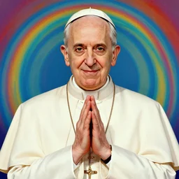 Pope John Paul II bodhisattva, praying, prayer hands, 1967 psychedelic portrait art by artgerm and greg rutkowski and alphonse mucha