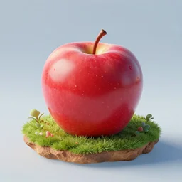 an apple on an island, photorealistic render