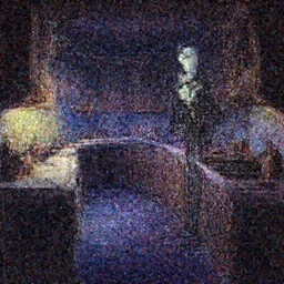 curved perspective digital art of a dim lit kitchen from Nightmare Before Christmas by charles addams by goro fujita