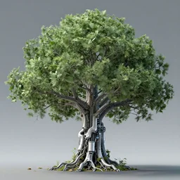 well-detailed cybernetic tree