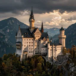 Evil castle by Evgeny Lushpin,Rodger dean,trees,mountains,cinematic