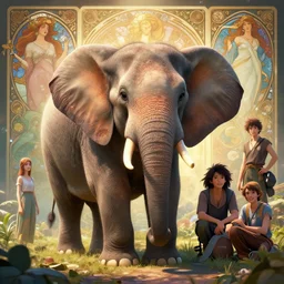 highly detailed portrait of a cute elephant, unreal engine, fantasy art by greg rutkowski, loish, rhads, ferdinand knab, makoto shinkai and lois van baarle, ilya kuvshinov, rossdraws, tom bagshaw, alphonse mucha, global illumination, radiant light, detailed and intricate environment