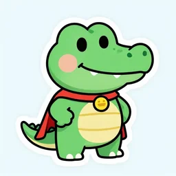 cute miss mascot crocrodil crocrodil croconaw super hero sticker art, cronobreaker, beeple game icon