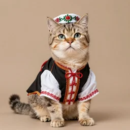 a cat wearing a traditional polish costume