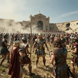 gopro footage of the battle of troy, hyperrealistic, unreal engine